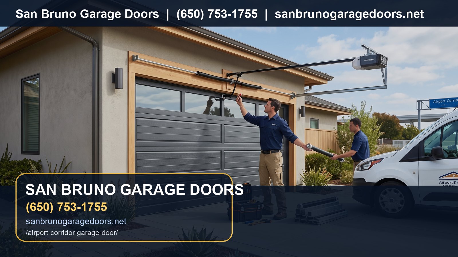 Airport Corridor Garage Door Service branded visual